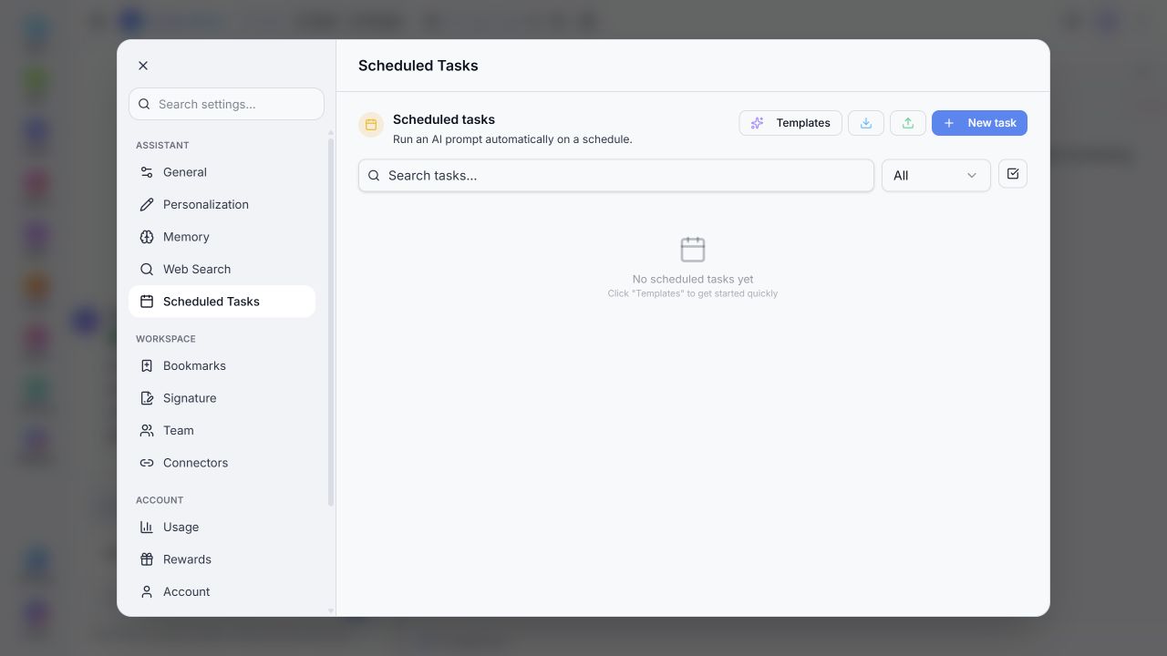 Scheduled Tasks entry screen